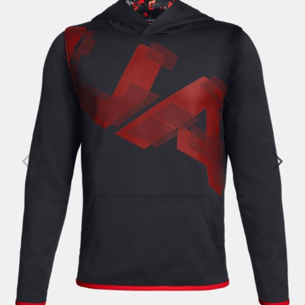 Under Armour Boys Black Fleece Printed Hoodie NWT